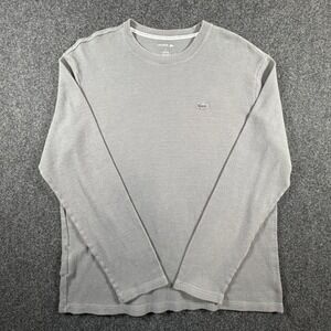 Lacoste Mens XL Gray Waffle Knit Thermal Long‎ Sleeve Sleepwear Top Logo